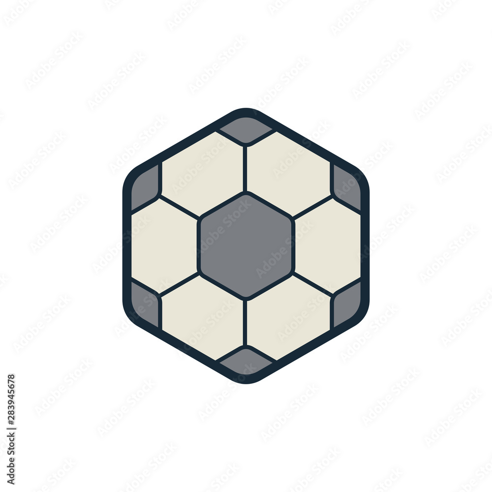 Hexagon shaped soccer ball icon design. Flat vector illustration design Hexagon shaped soccer ball icon design. Flat vector illustration design