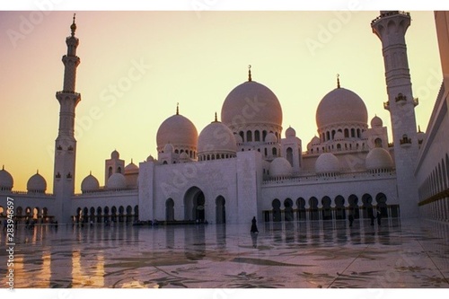 Calm sunset from sheikh Zayed grand mosque 