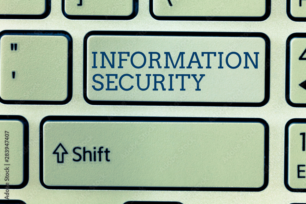 Conceptual hand writing showing Information Security. Business photo showcasing INFOSEC Preventing Unauthorized Access Being Protected. Conceptual hand writing showing Information Security. Business photo showcasing INFOSEC Preventing Unauthorized Access Being Protected.