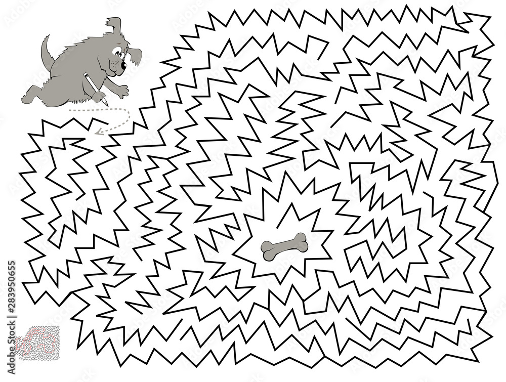 Logical puzzle game with labyrinth for children and adults. Help the