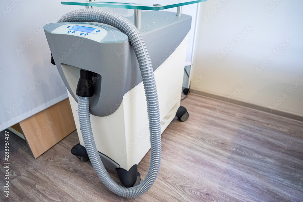 Cryotherapy system machine in beauty parlor close Cryotherapy system machine in beauty parlor close