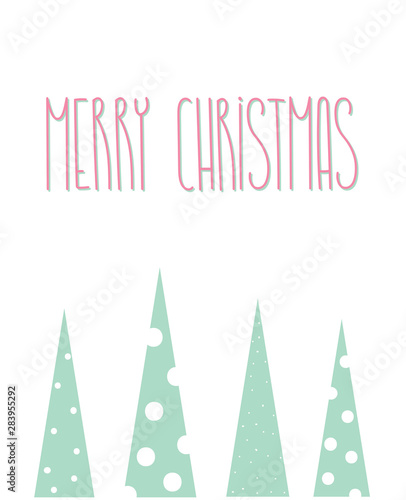 Merry Christmas card with pine trees