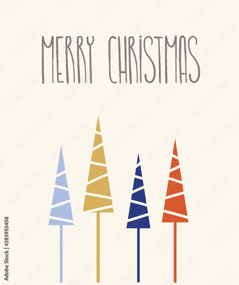 Merry Christmas card with pine trees Merry Christmas card with pine trees