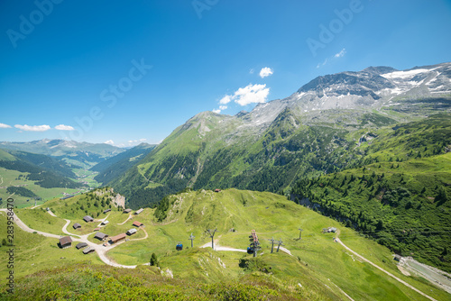 Scenic view of valley and mountains of Tuxer Alpen in the european Alps  Tirol  Austria