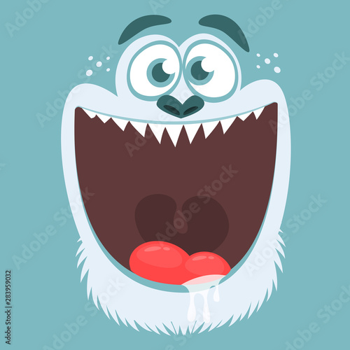 Funny cartoon monster face. Vector Halloween monster square avatar