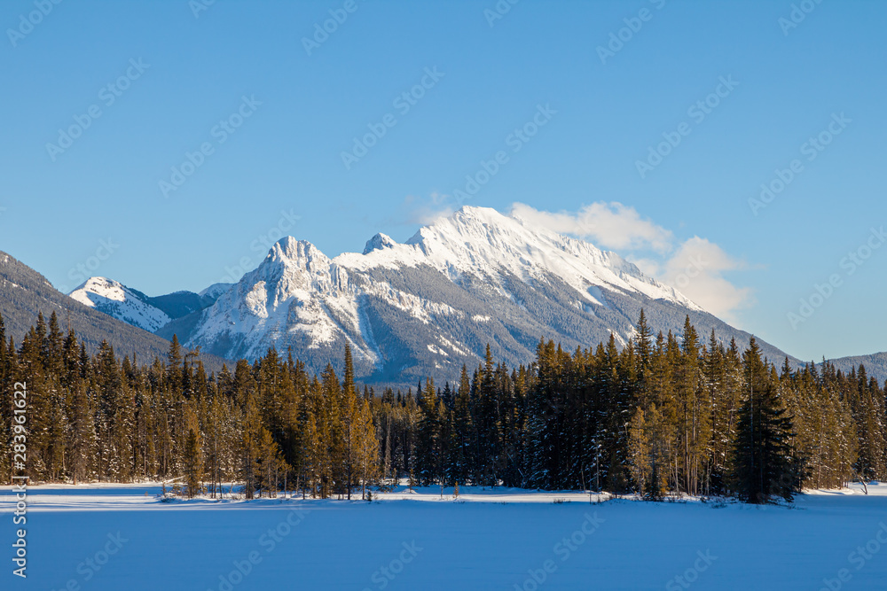 A beautiful winter day in the mountains of Kananaskis in Peter Lougheed Provincial Park, Alberta, Canada