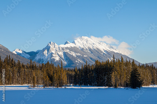 A beautiful winter day in the mountains of Kananaskis in Peter Lougheed Provincial Park, Alberta, Canada