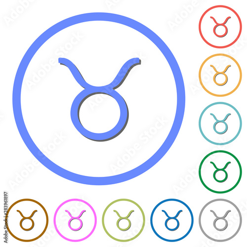 Taurus zodiac symbol icons with shadows and outlines