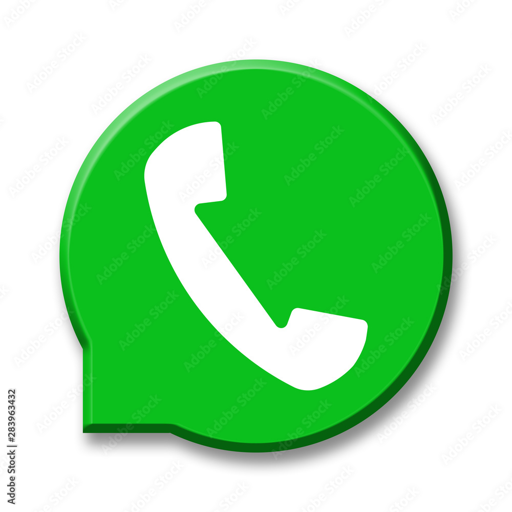 Green phone call icon isolated on white. 3d illustration Green phone call icon isolated on white. 3d illustration