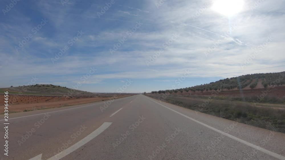 Car drivng in a country road in Spain Car drivng in a country road in Spain