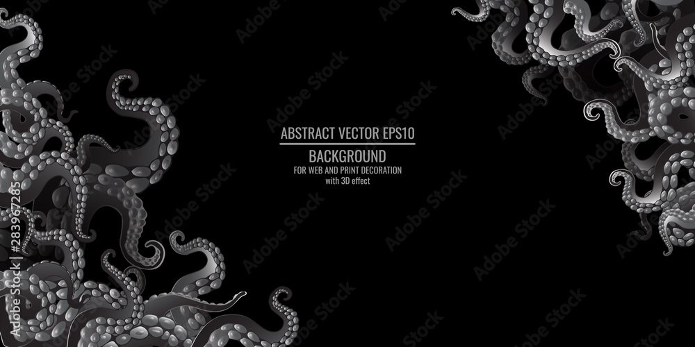 Octopus abstract frame design, creative ocean doodle, cute decoration ...