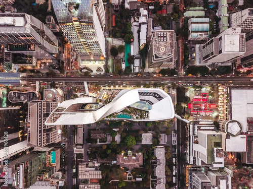 Photography Ploenchit view from above in Bangkok in Thailand