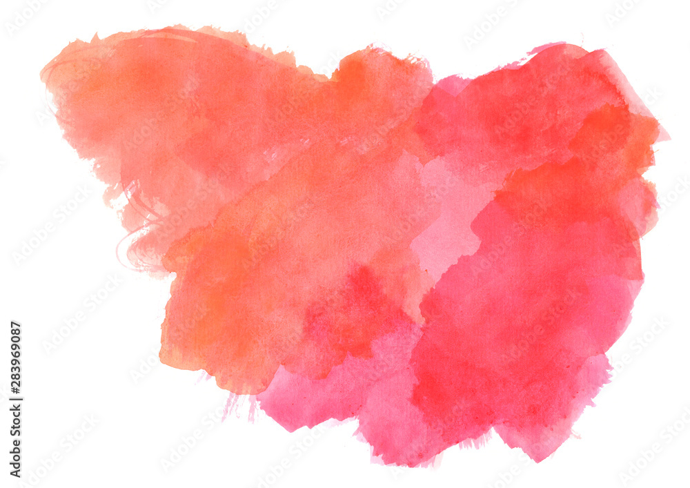 watercolor gradient red brush strokes on a white background.Template for texts and design.Colorful picture