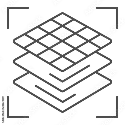 3D square layers thin line icon. 3d layering design vector illustration isolated on white. 3d modeling layers outline style design, designed for web and app. Eps 10.