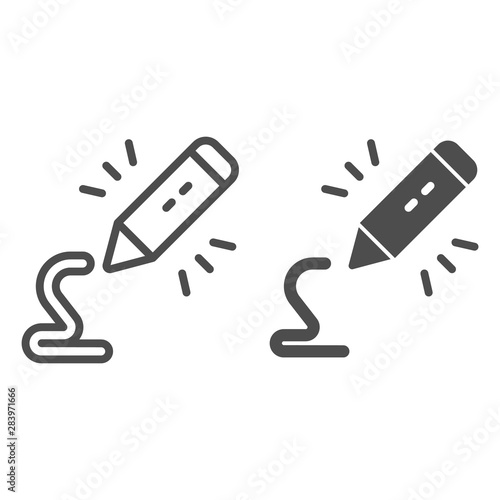 3d pen line and glyph icon. 3d design vector illustration isolated on white. 3D drawing outline style design, designed for web and app. Eps 10.