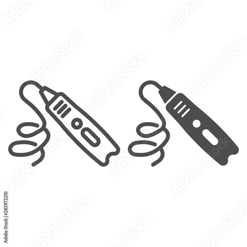 3d pen line and glyph icon. 3d drawing vector illustration isolated on white. 3D device design outline style design, designed for web and app. Eps 10.