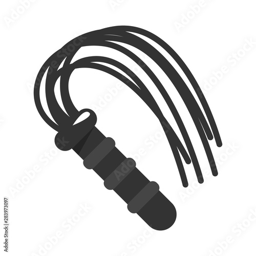 Black leather whip, domination and power symbol