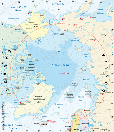 Map of the Arctic with the least and largest extent of the ice cap 2018