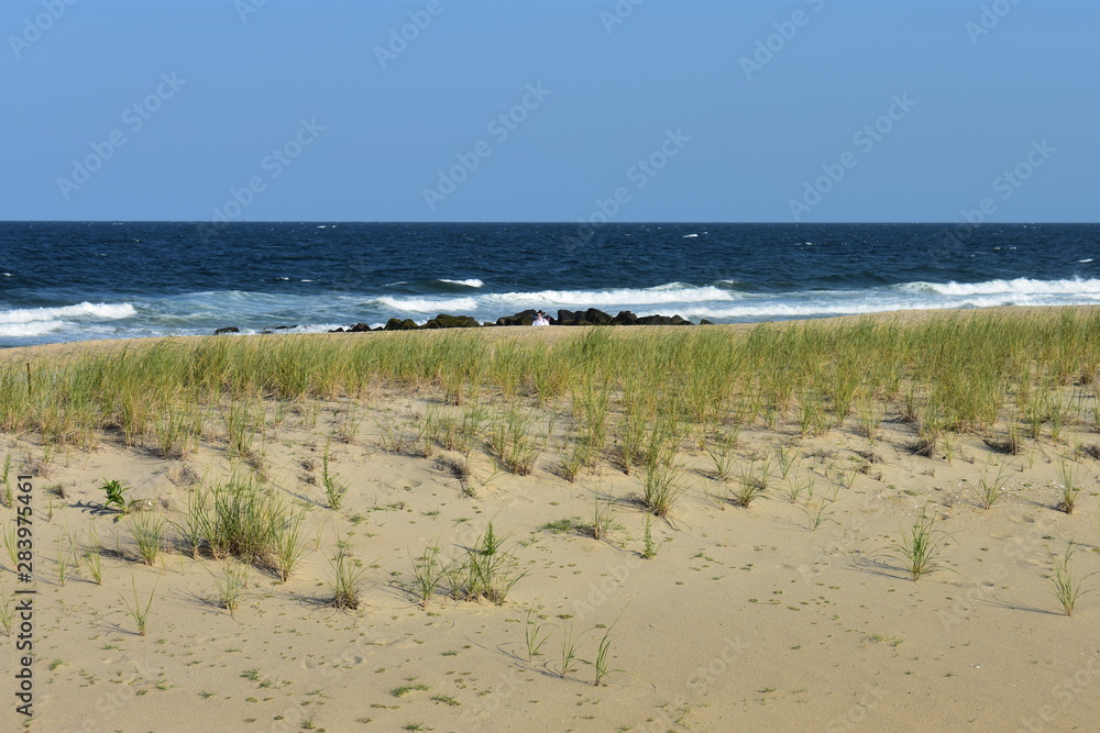 Ocean waves at Sea Girt, a New Jersey beach, on a sunny July day -04