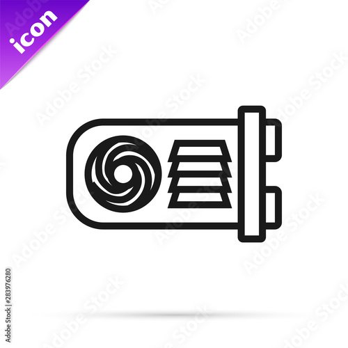 Black line Mining farm icon isolated on white background. Cryptocurrency mining, blockchain technology, bitcoin, digital money market, wallet. Vector Illustration