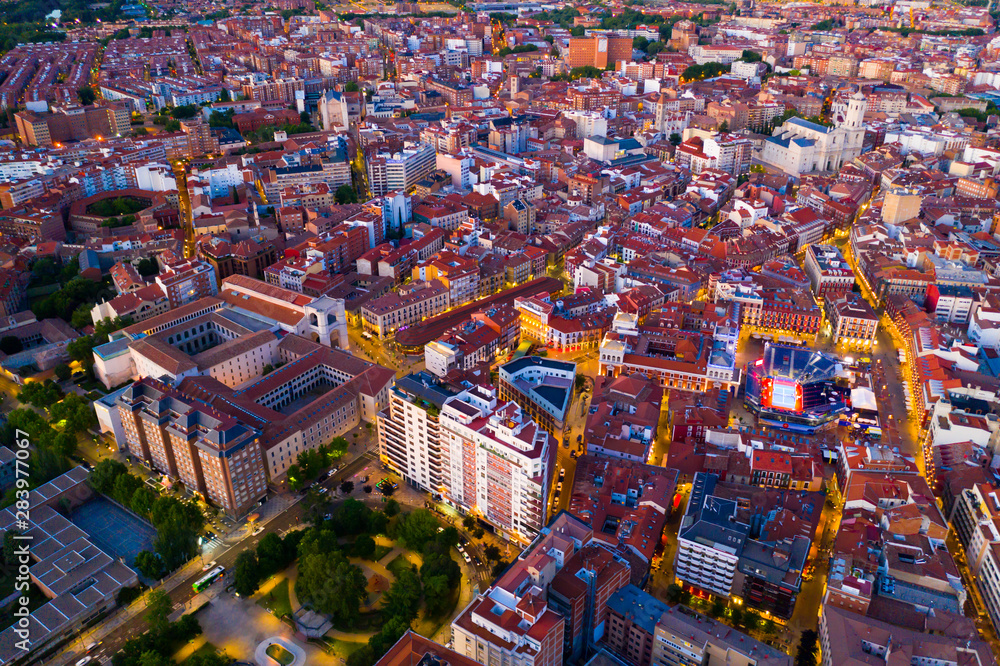 Aerial view of Valladolid at twilight. Spain