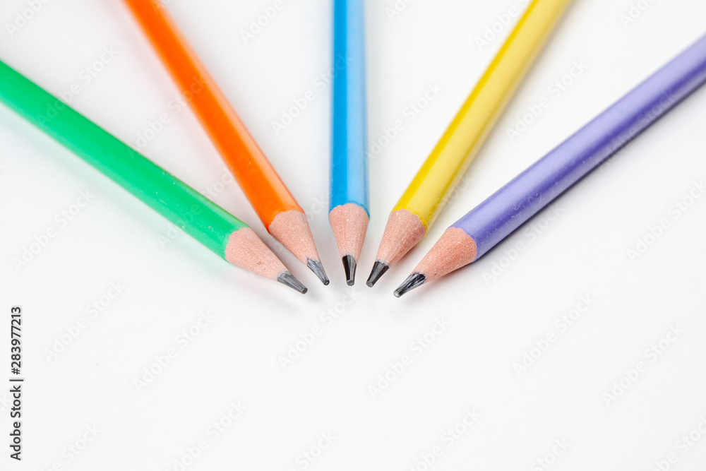 bright and colorful pencils on white background bright and colorful pencils on white background