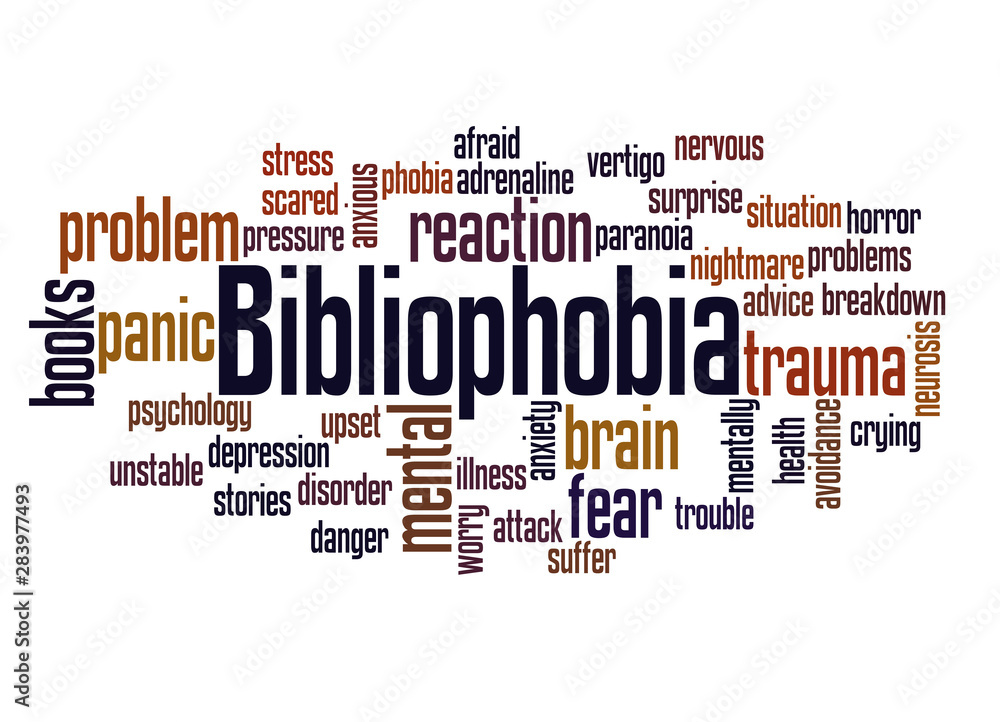 Bibliophobia fear of books word cloud concept