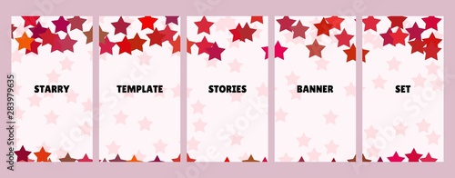 Social media stories banners set, story, texture with stars, templates for cover, flyier, brochure, vector trendy backgrounds collection. photo