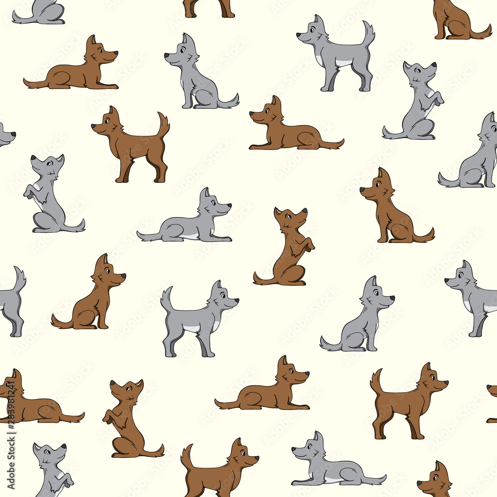 Seamless pattern with dogs.