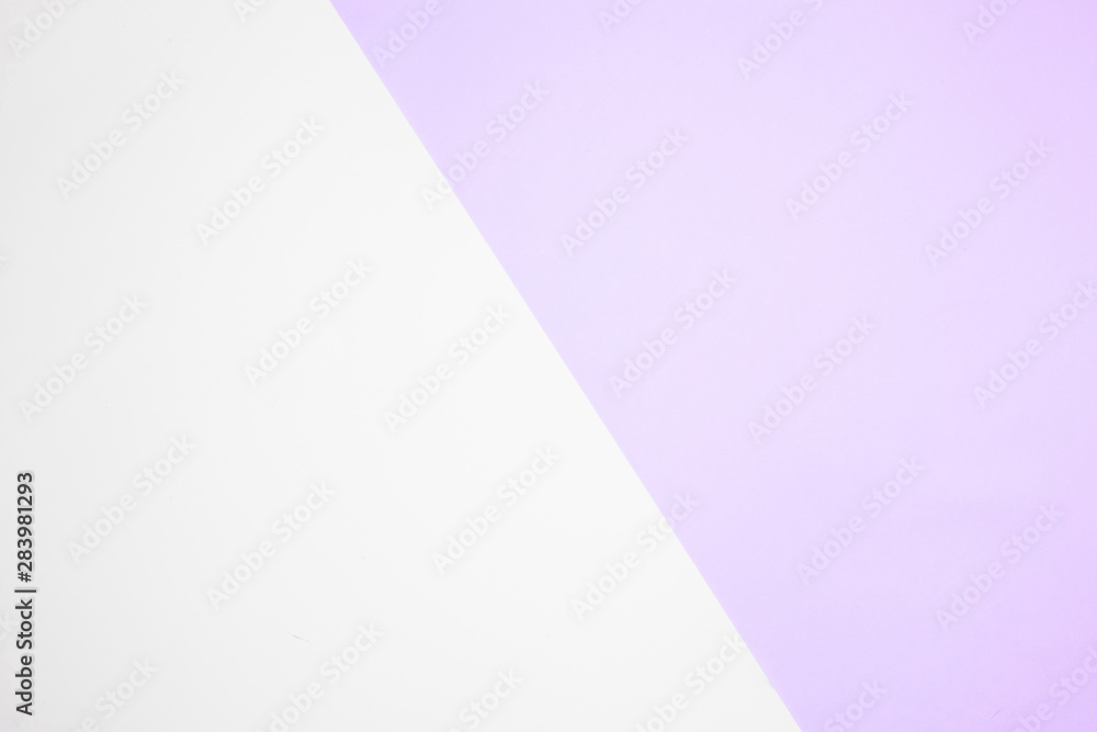 Lilac and white pastel color paper geometric flat lay background