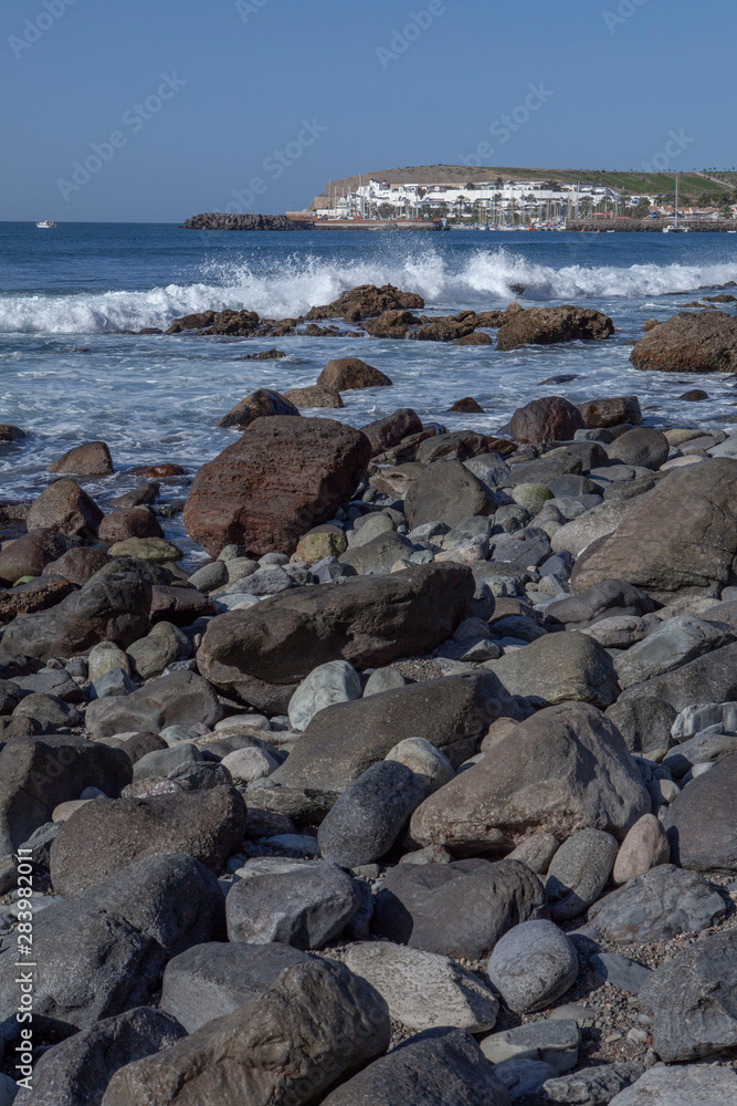 Gran Canaria Spain Maspalomas beach ocean rocks