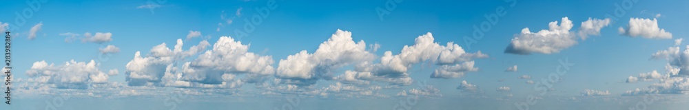Fantastic soft clouds against blue sky, natural composition - panorama - obrazy, fototapety, plakaty 