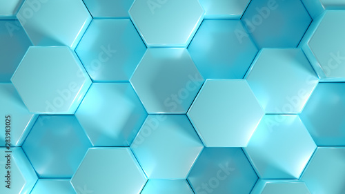 Geometry hexagon background. 3d illustration  3d rendering.