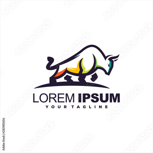 awesome color bull logo design