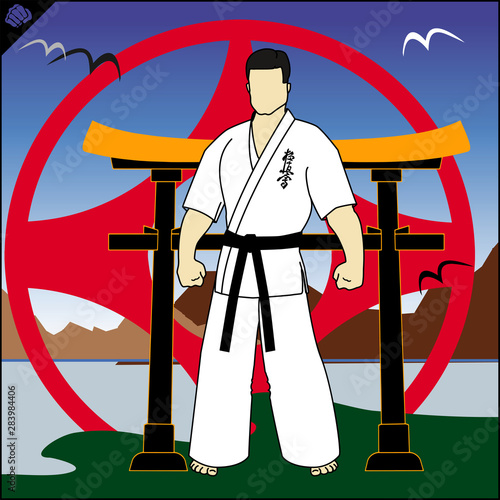 Karate emblem. Martial art creative colored simbol design. Vector, EPS.