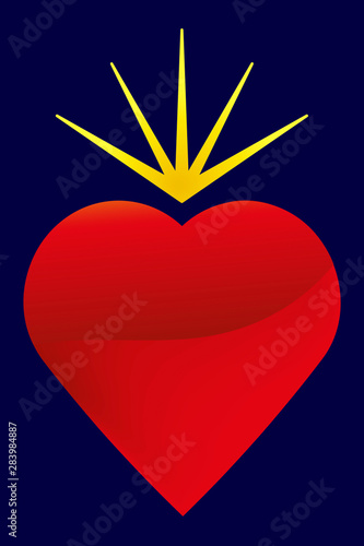 Flaming heart icon with lig...