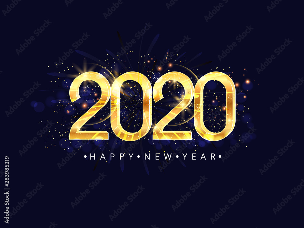 Happy New Year 2020. Vector illustration concept for background, greeting card. Website, mobile website and social media banner. Party invitation card and other marketing material.