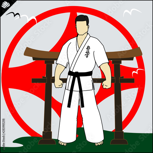 Karate emblem. Martial art creative colored simbol design. Vector, EPS.