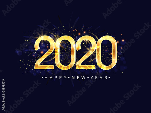 Happy New Year 2020. Vector illustration concept for background, greeting card. Website, mobile website and social media banner. Party invitation card and other marketing material.