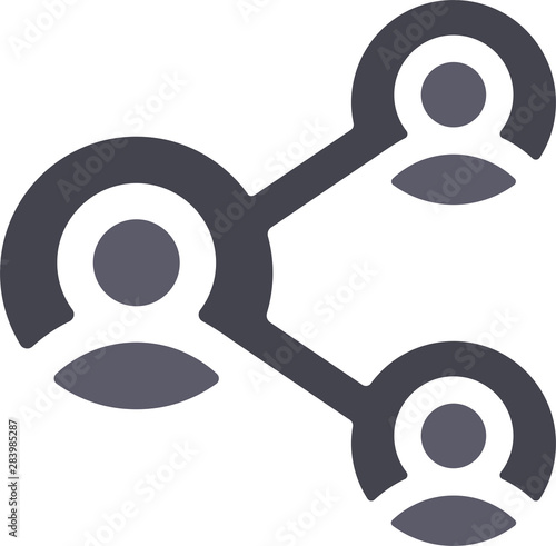 Share icon in plain and flat style, with people silhouette.