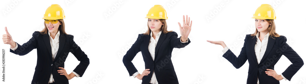 Young female architect isolated on white Young female architect isolated on white