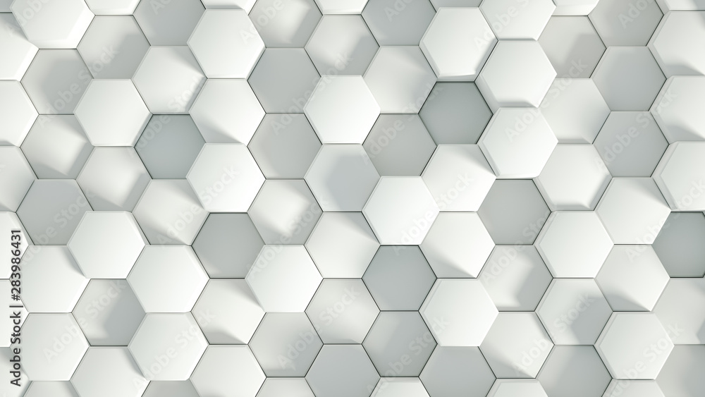 Fototapeta premium Geometry hexagon background. 3d illustration, 3d rendering.