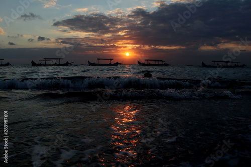 silhouette of traditional fishing boat