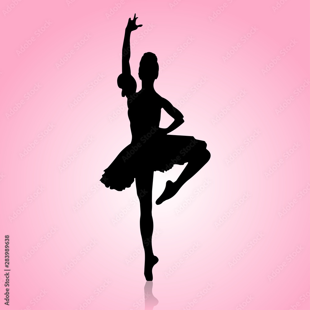 Dancing Ballerina Silhouette. Vector Illustration