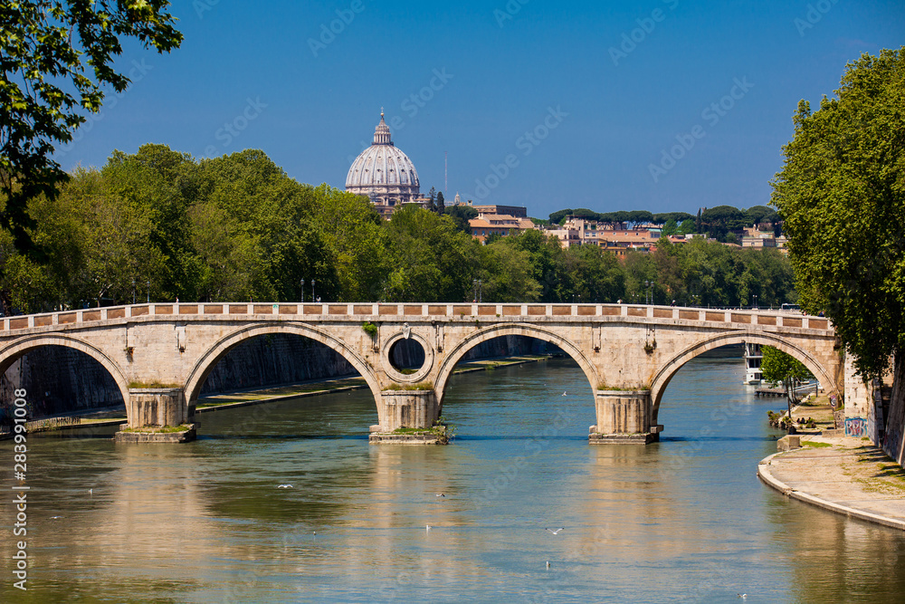 Ponte Sisto an historical bridge over the Tiber river built on 1479