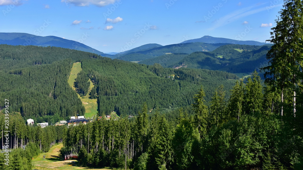 peak of hill Zbojnicka in Beskids,Czech republic