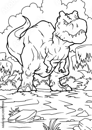 Cartoon tyrannosaurus coloring book