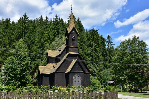 Saint Bedrich church in village Bila in Czech republic photo