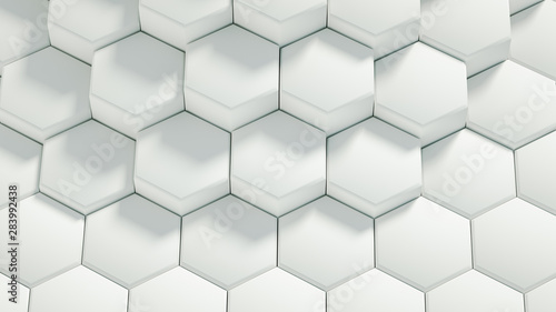 Fototapeta Naklejka Na Ścianę i Meble -  Geometry hexagon background. 3d illustration, 3d rendering.