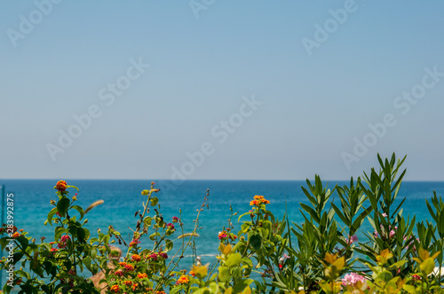 Alanya beach, beautiful place for rest, Sean and bright blue sky. Turkey wonderful landscape.